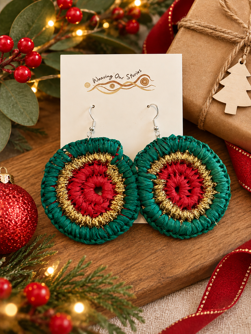 Christmas Woven Earrings