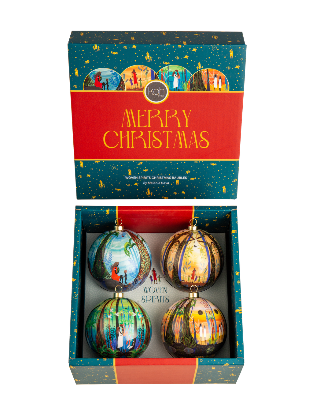 Aboriginal Woven Spirits 4 Pack Baubles