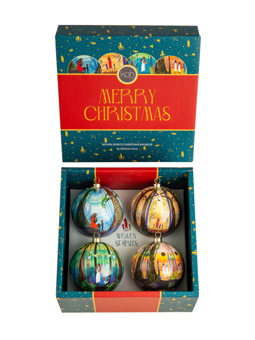 Aboriginal Woven Spirits 4 Pack Baubles