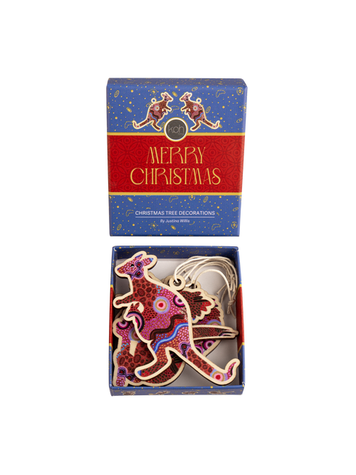Aboriginal Our Country 4 Pack Christmas Animal Decorations