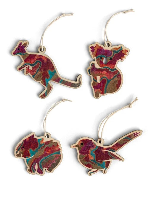Aboriginal Pilbara Creeks 4 Pack Christmas Animal Decorations product image 2