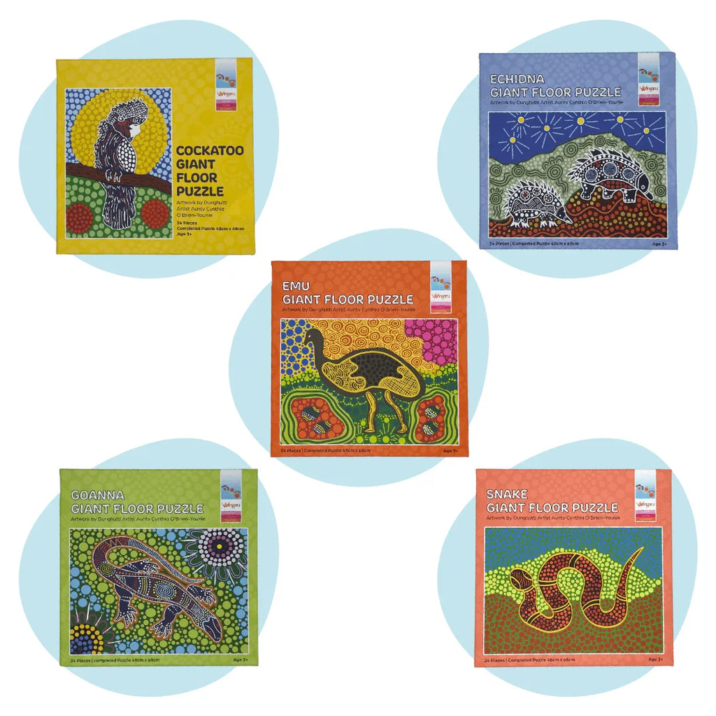 Aboriginal Artwork Animal Giant Floor Puzzles - 5 Pack Bundle